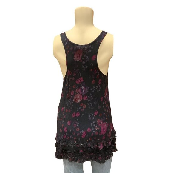 Free People Women's size 8P Sleeveless Dark Blue/Pink floral Racerback Pull on - Picture 5 of 14